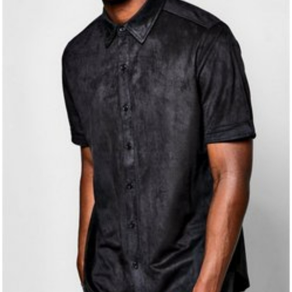 Black Suede button up shirt - Picture 1 of 10